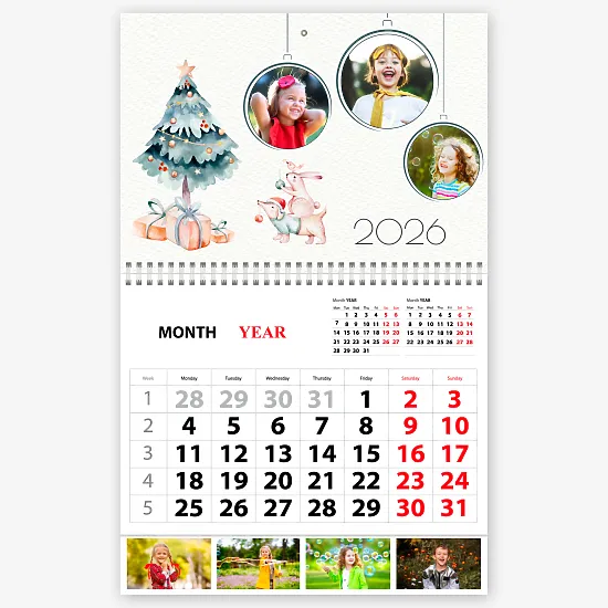 Шаблон милого календаря з фото дітей