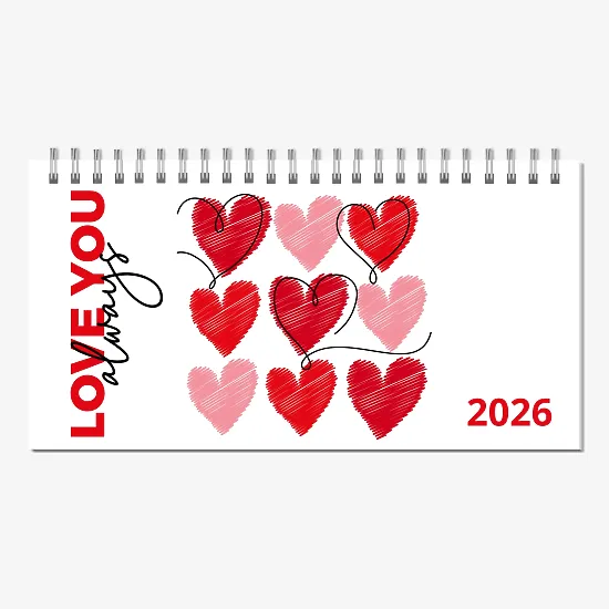 Шаблон яркого календаря для влюбленных