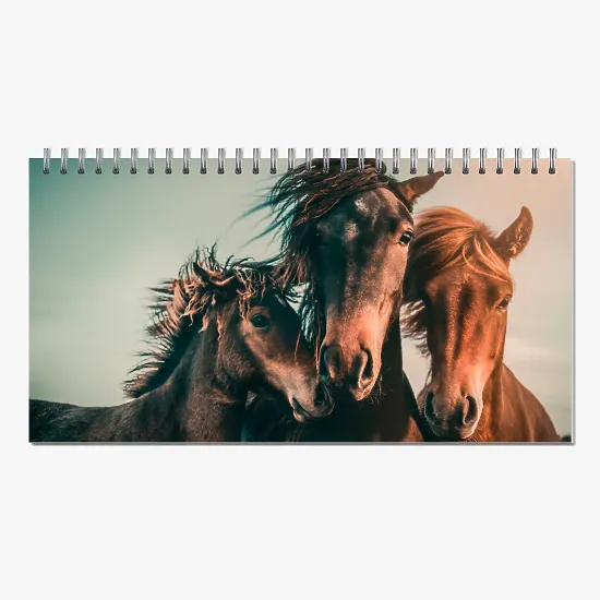 Шаблон настольного календаря з конями