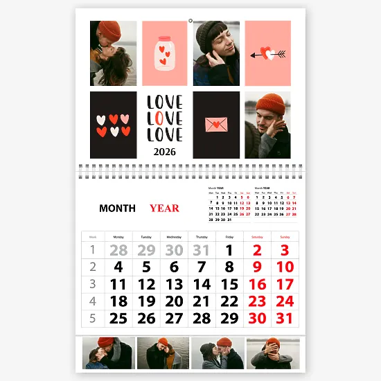 Шаблон календаря для закоханих