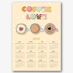 Шаблон календаря с кофе 