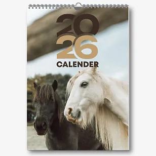 Шаблон настенного календаря з конями