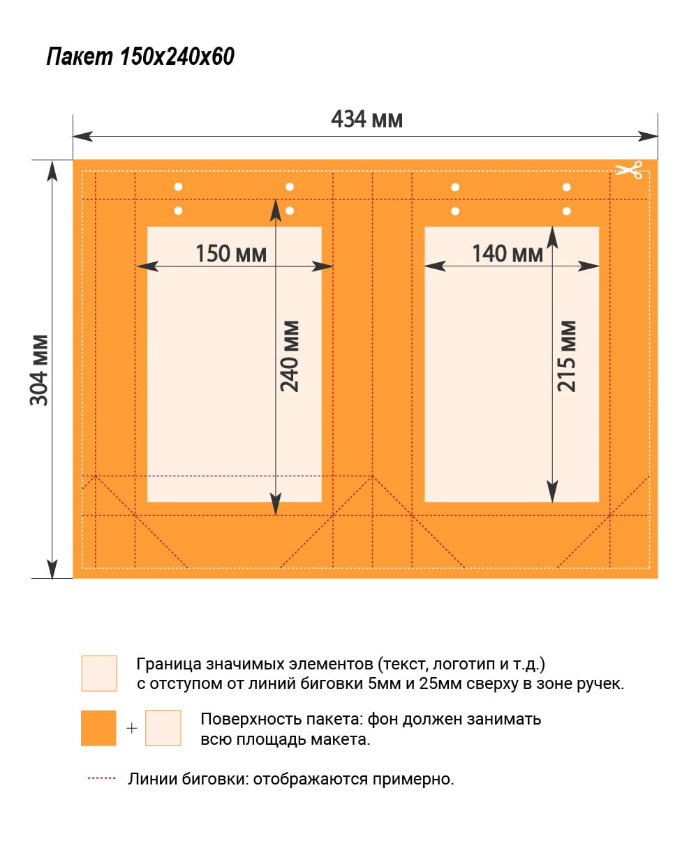 Требования к макетам для печати на бумажных пакетах