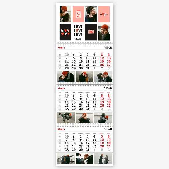 Шаблон календаря для закоханих